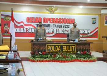 Gelar Operasional Triwulan II Tahun 2022, di aula Tribrata Polda Sulut