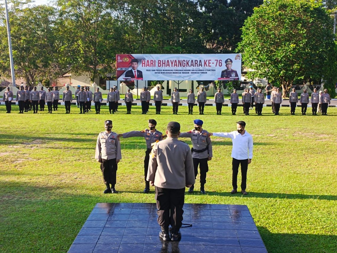 Bertempat di Lapangan Apel, Waka Polres Bangka Kompol R.Wardhana Utama, S.I.K., pimpin Apel Pagi