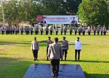Bertempat di Lapangan Apel, Waka Polres Bangka Kompol R.Wardhana Utama, S.I.K., pimpin Apel Pagi