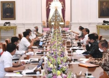 Rapat terbatas yang dipimpin oleh Presiden Joko Widodo di Istana Merdeka, Jakarta, Senin, 18 Juli 2022