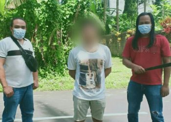 Tim Resmob Polres Tomohon mengamankan terduga pelaku penganiayaan menggunakan senjata tajam