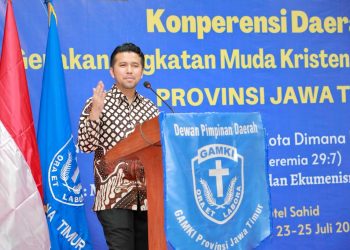 Wagub Emil Dardak saat menghadiri Konferensi Daerah XI GAMKI, di Hotel Sahid Surabaya