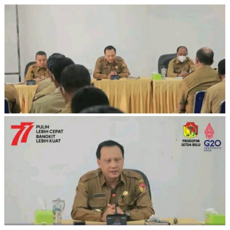 Bupati Belu, dr. Taolin Agustinus, Sp.PD-KGEH, FINASIM saat memimpin rapat koordinasi