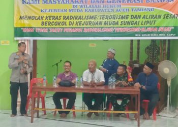 Team Densus 88 Mabes Polri melaksanakan kegiatan Temu Ramah dan Sosialisasi ke Kampung Sungai Liput bertempat di Masjid Nurul Iman