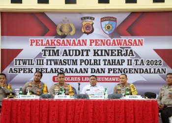 Pengawas Tim Irwil III Itwasum Polri, Brigjen Pol Iriyanto, SIK mengunjungi Polres Lhokseumawe