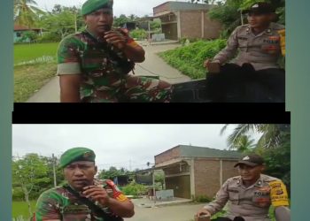 Muspika Kecamatan Sawang Aceh Utara keliling untuk menghimbau kepada seluruh masyarakat untuk mengibarkan bendera merah putih