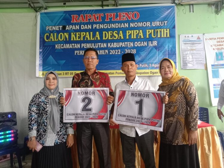 Penetapan dan Pengundian Nomor Urut Calon Kepala Desa Pipa Putih kecamatan pemulutan Kabupaten Ogan Ilir