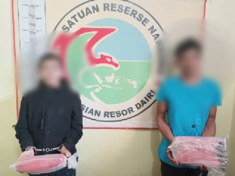 Dua orang tersangka pelaku Tindak Pidana Narkotika Golongan I Jenis Ganja