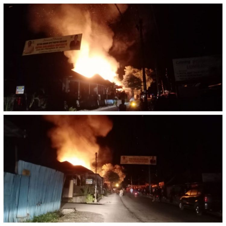 Kebakaran di Simpang Jalan Gereja JL. Op Tarding, Kecamatan Sidikalang Kabupaten Dairi