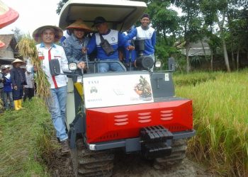 acara Panen Raya sawah IP 200 di Desa Tugu Agung, Kecamatan Lempuing