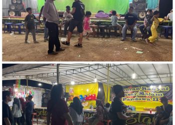 Satreskrim Polres Kuantan Singingi (Kuansing) melakukan Pengecekan dan Penertiban Permainan Bola Gilinding di Pasar Malam