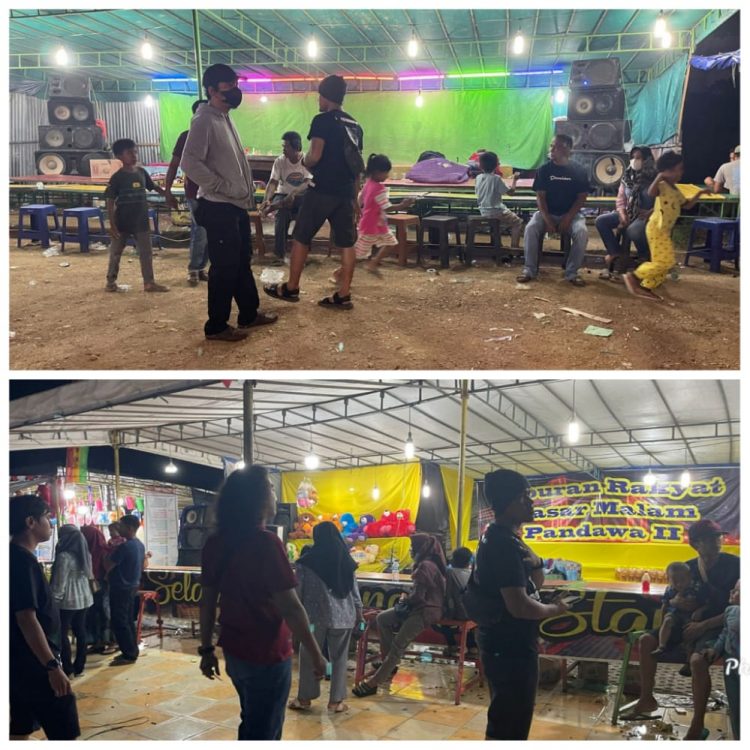 Satreskrim Polres Kuantan Singingi (Kuansing) melakukan Pengecekan dan Penertiban Permainan Bola Gilinding di Pasar Malam