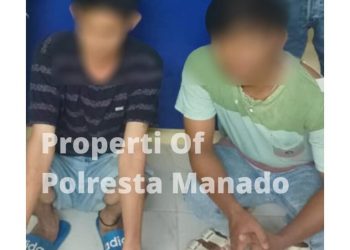 Polresta Manado mengamankan dua orang lelaki yang diduga kuat melakukan tindak pidana penganiayaan secara bersama-sama