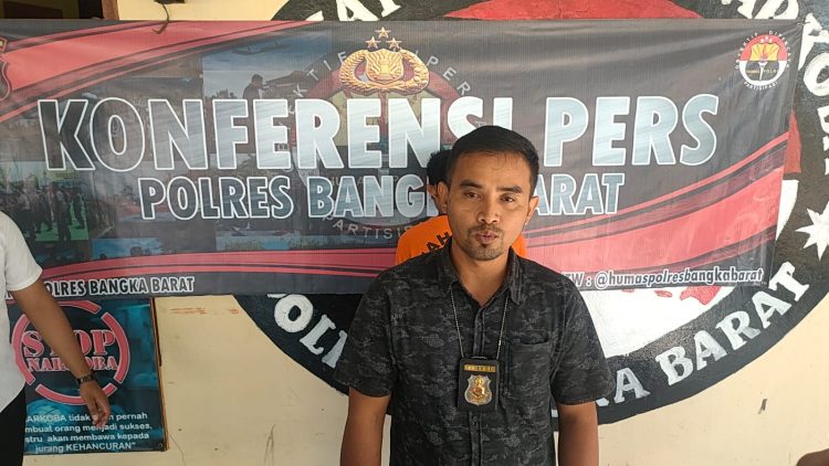 Sat Resnarkoba Polres Bangka Barat menggelar Konferensi Pers ungkap Kasus tindak pidana penyalahgunaan narkoba jenis sabu