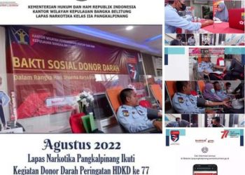 Lapas Narkotika Kelas IIA Pangkalpinang mengikuti Kegiatan Bakti Sosial Donor Darah di Kantor Wilayah Kementerian Hukumdan HAM Kepulauan Bangka Belitung