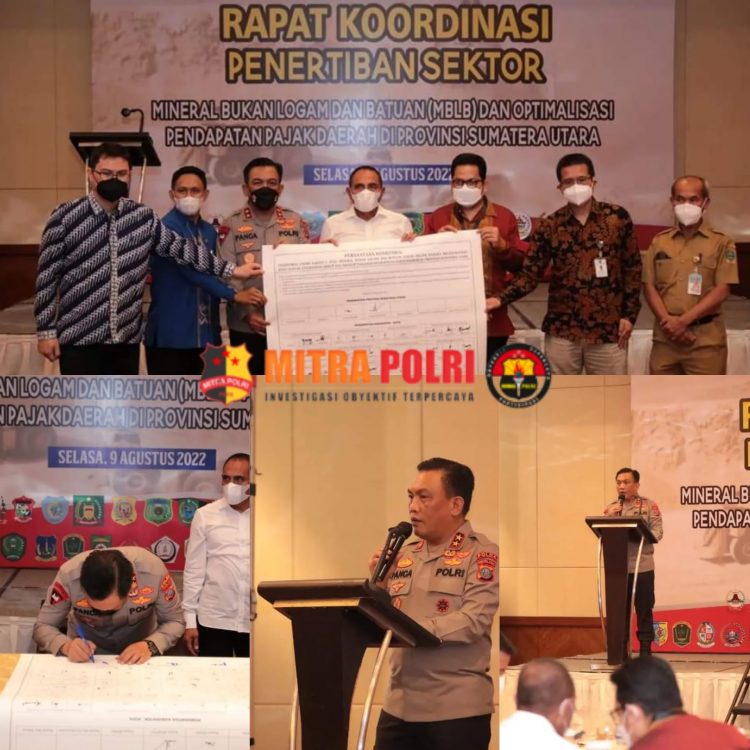 Kapolda Sumut Irjen Pol. Drs. R. Z. Panca Putra S, M.Si menghadiri kegiatan Rapat Koordinasi Penertiban Sektor Mineral Bukan Logam dan Batuan (MBLB) dan Optimalisasi Pendapatan Pajak Daerah