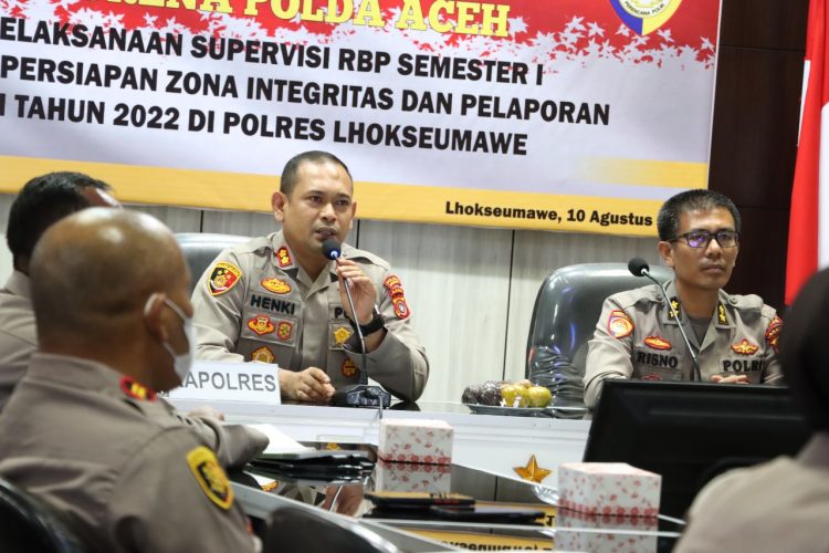 Tim Birorena Polda Aceh melakukan kunjungan supervi RBP semester 1 dalam rangka persiapan zona integritas dan pelaporan KP2 Polri tahun 2022