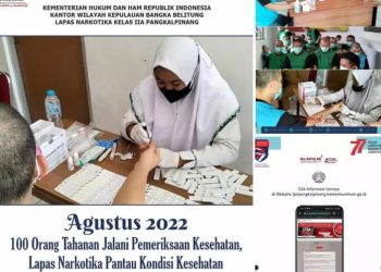 Lapas Narkotika Kelas IIA Pangkalpinang Kanwil Kemenkumham Babel bekerjasama dengan Puskesmas Selindung dan Dinas Kesehatan Kota Pangkalpinang mengadakan pemeriksaan kesehatan bagi tahanan