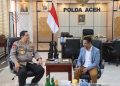 Kapolda Aceh menerima audiensi Ketua Badan Reintegrasi Aceh (BRA) Azhari, di Mapolda Aceh