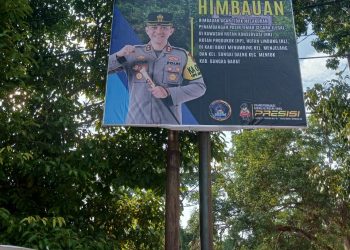 Polres Bangka Barat melakukan pemasangan Spanduk Himbauan larangan untuk menambang Timah Ilegal