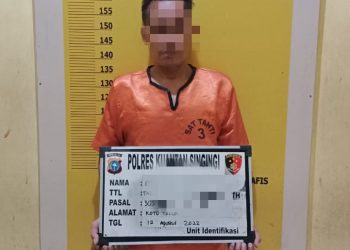 Pelaku Tindak Pidana Judi Toto gelap (TOGEL) laki -laki (54) tahun bernama inisial E alias DY bin DS tak berkutik di tangkap oleh Tim Opsnal Polres Kuantan Singingi