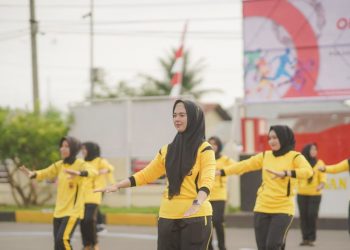 Meriahkan HUT ke 74 Polisi Wanita, Polwan Polres Lhokseumawe menggelar olahraga serentak