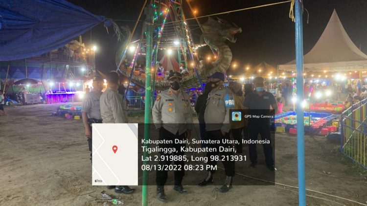 Kapolsek Tigalingga AKP SP. Siringoringo, SH bersama personil Polsek Tigalingga melaksanakan kegiatan razia Operasi Pekat perjudian serta melaksanakan pengamanan