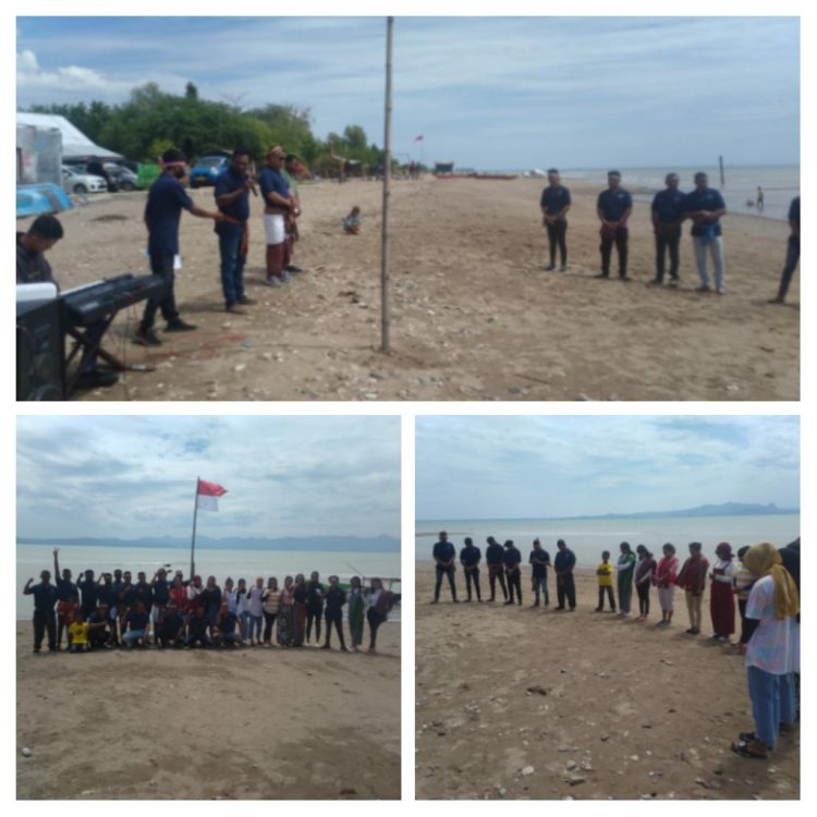 Koperasi Simpan Pinjam (KSP) MILITIA Cabang Naimata menggelar upacara bendera Merah Putih dalam rangka HUT ke-77 RI di Pantai Sulamanda