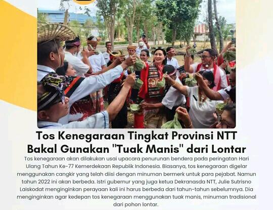 Tos Kenegaraan Provinsi NTT Pakai TUAK MANIS