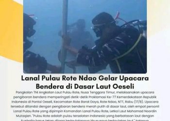pengibaran bendera merah putih di dasar laut, oleh empat personil Lanal Pulau Rote yang dipimpin Komandan Lanal Pulau Rote, Letkol Laut Mohamad Noordin Mutaqien