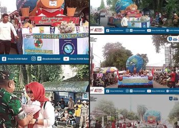 Dinas Koperasi dan UKM (KUKM) Prov Kep Bangka Belitung ikut serta memeriahkan pawai kendaraan hias memperingati HUT ke 77 Kemerdekaan Republik Indonesia