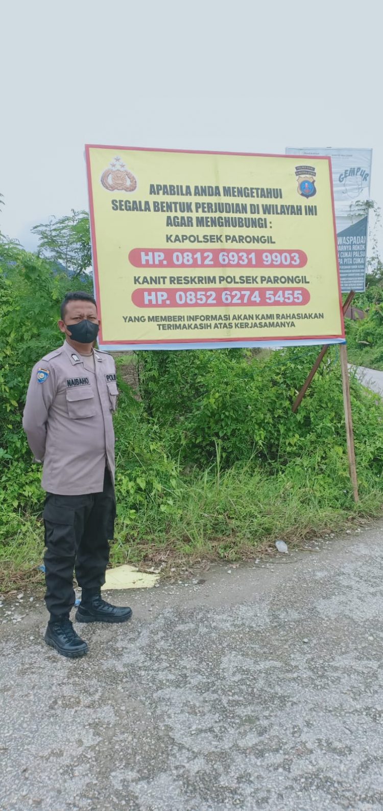 Kapolsek Parongil AKP HP. Purba melakukan himbauan Kamtibmas terkait segala bentuk Perjudian
