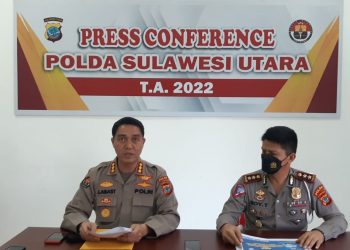 Polda Sulawesi Utara (Sulut) menggelar press conference tentang hasil pelaksanaan Operasi Kepolisian Mandiri Kewilayahan “Nyiur Melambai Samrat-2022”