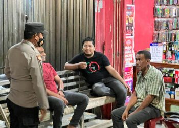 Personel Polsek Sawang melaksanakan patroli antisipasi gangguan Kamtibmas