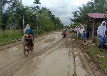 Kondisi Jalan Gampong Nga Kecamatan Paya Bakong Kabupaten Aceh Utara menuju ke Gampong Buket Guru dan Gampong Paya Medrue
