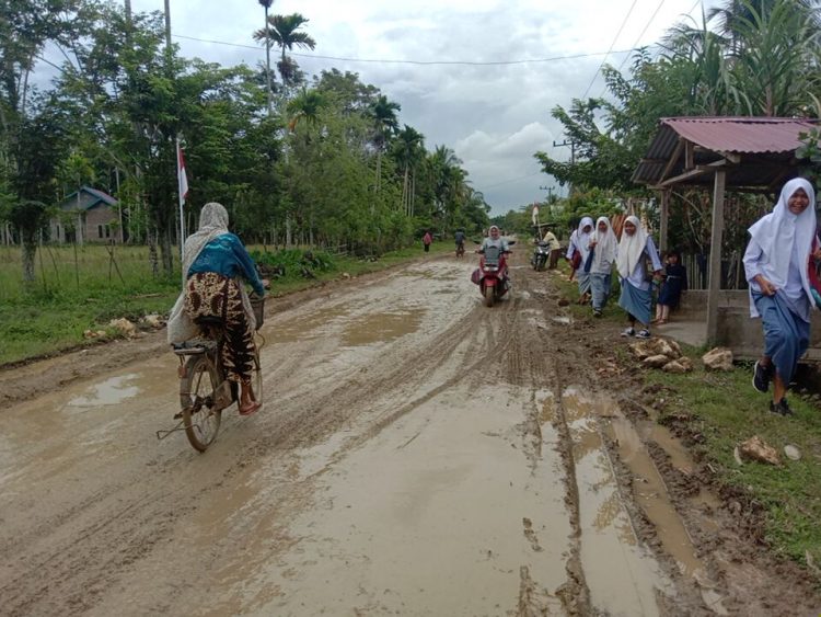 Kondisi Jalan Gampong Nga Kecamatan Paya Bakong Kabupaten Aceh Utara menuju ke Gampong Buket Guru dan Gampong Paya Medrue