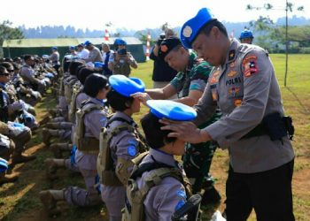 Pembaretan personel Satgas Garuda Bhayangkara FPU 4 MINUSCA, di Camp Puncak Halimun