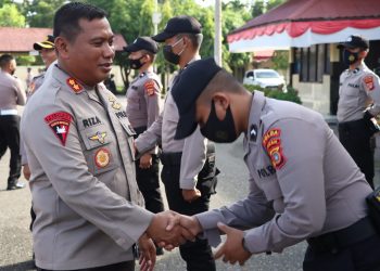 Kapolres aceh utara AKBP Riza Faisal, S.I.K., M.M., menyambut kedatangan 10 bintara remaja yang akan bertugas di Polres Aceh Utara