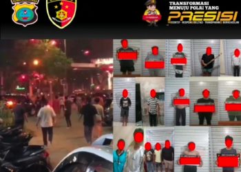 Satreskrim Polrestabes Medan beserta Polsek jajaran mengamankan enam belas orang diduga terlibat dalam kelompok remaja bermotor yang meresahkan