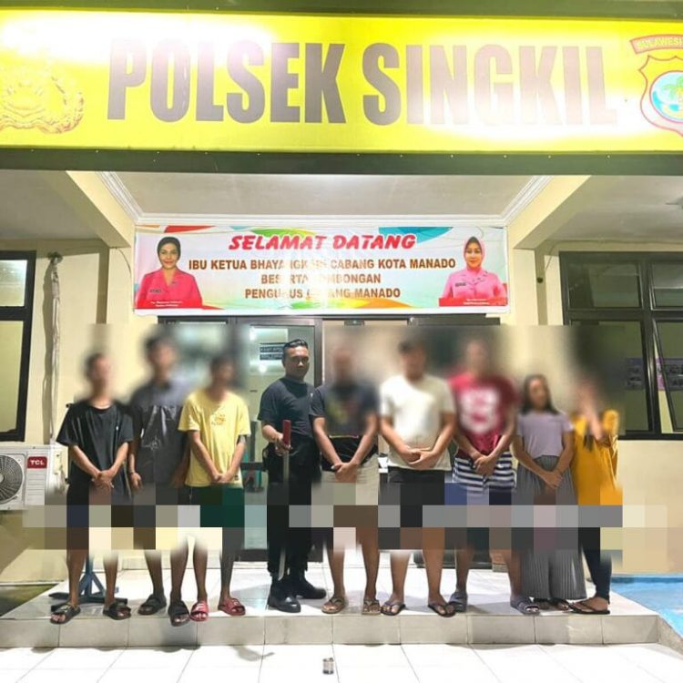 Tim Satreskrim Polresta Manado mengamankan sekumpulan anak-anak muda yang membuat keributan di Kelurahan Singkil Dua lingkungan 3