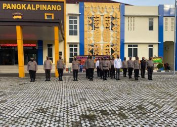 Jajaran Polres Pangkalpinang melaksanakan apel pagi