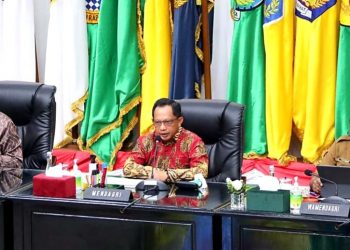 Mendagri saat Rapat Koordinasi (Rakor) Pengendalian Inflasi Daerah yang berlangsung secara hybrid dari Gedung Sasana Bhakti Praja Kantor Pusat Kementerian Dalam Negeri