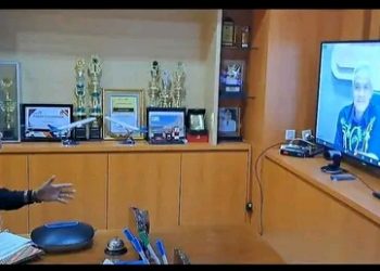 Tumpengan Nasional Secara Virtual dalam peringatan HUT RI ke 77 dan disiarkan secara live serentak oleh seratus lebih Lembaga-lembaga Penyiaran Publik Lokal Radio/TV Indonesia, Stasiun RRI Entikong Kalimantan Barat