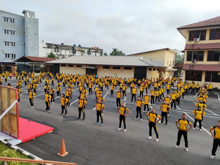 Kepolisian Daerah (Polda) Sumatera Selatan kembali menggelar olahraga bersama
