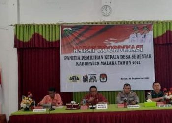 Bupati Malaka, Dr. Simon Nahak, SH., MH, memimpin Rapat Koordinasi Panitia Pemilihan Kepala Desa Serentak Kabupaten Malaka Tahun 2022