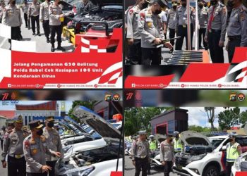 Polda Babel menggelar apel Pengecekan Sapras dan Kendaraan Dinas dalam rangka Operasi Satam Menumbing 2022