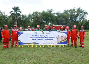 Puluhan pemuda di Lingkungan PT Pupuk Iskandar Muda (PIM) mengikuti pelatihan Safety Man dan Sosialisasi tentang Kebencanaan