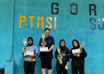 Stevany als Mimi 7 kali menang dalam pertandingan tenis meja putri Se-Sumatera Utara yang digelar di GOR TSP PTMSI Medan