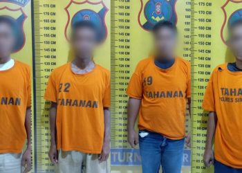 Unit Jatanras berhasil mengamankan para pelaku Tindak Pidana Pencurian besi rel, besi bantalan rel dan besi pandrol (keeping besi pengikat rel) di Pasar-I Kelurahan Serbalawan