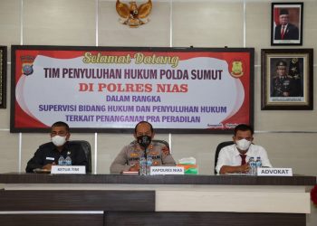 Personil Polres Nias dan jajaran mengikuti Penyuluhan Hukum dari Bidkum Polda Sumut dengan Materi Penanganan Praperadilan (Prapid) dan sekaligus Pelaksanaan Supervisi Bidang Hukum